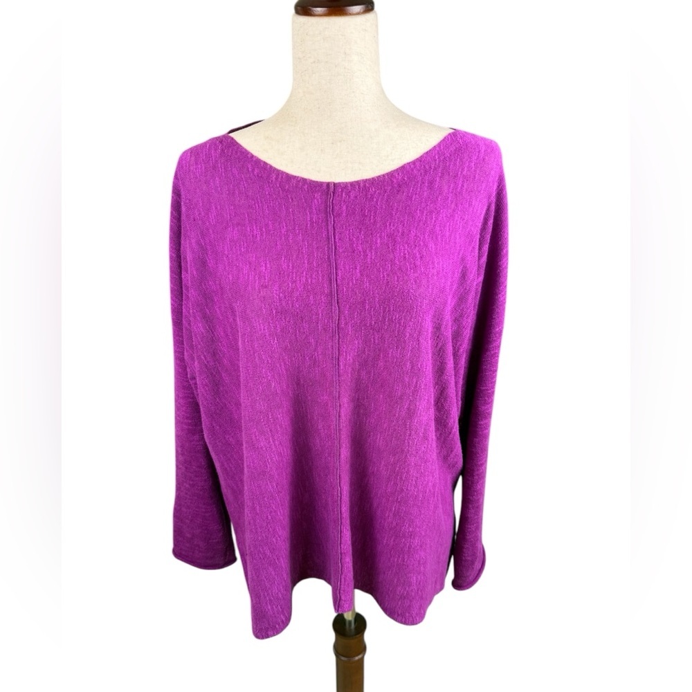 Eileen fisher linen blend top size medium boxy orchid purple preowned